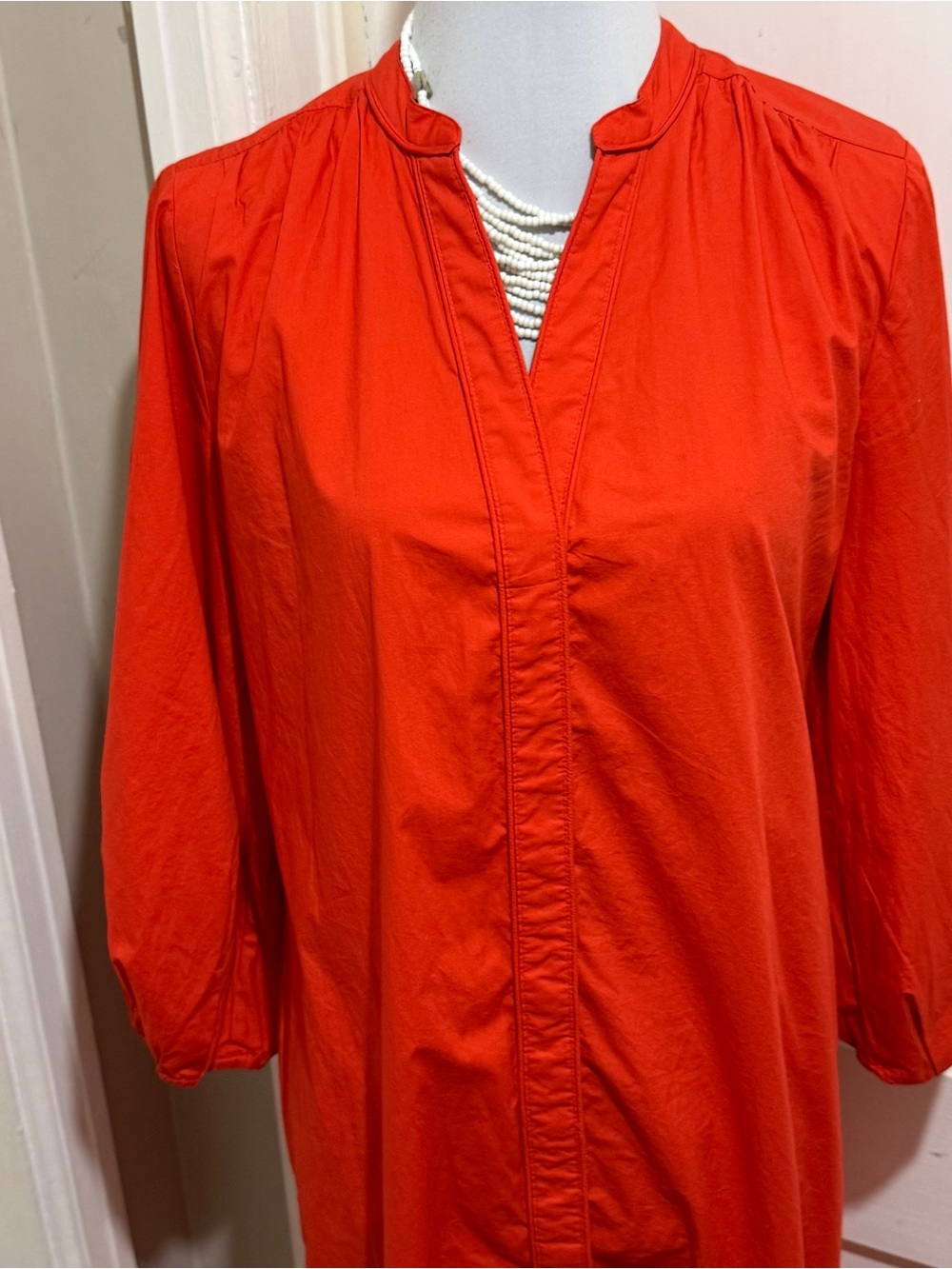 LOFT Bright Red Button-Up Dress - Picture 3 of 14
